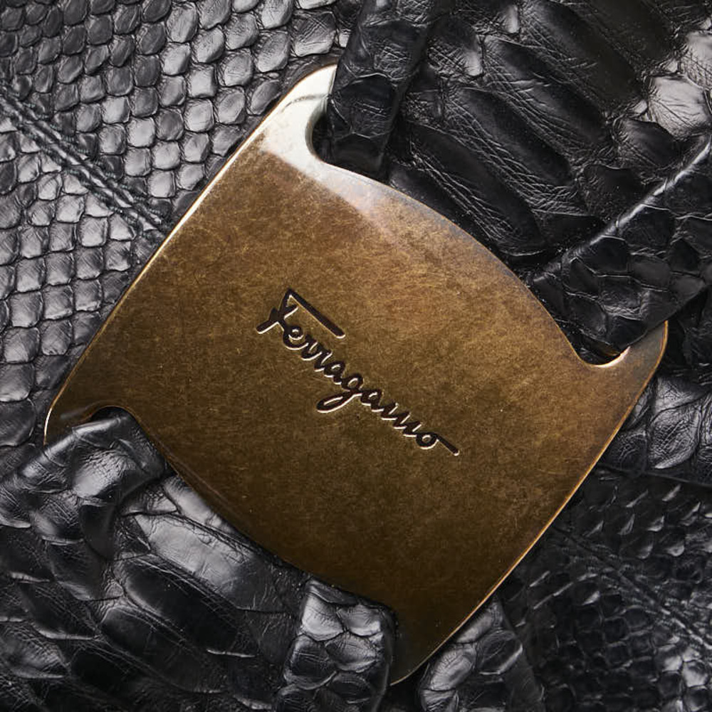 Salvatore Ferragamo Python Logo Handbag Leather B… - image 8